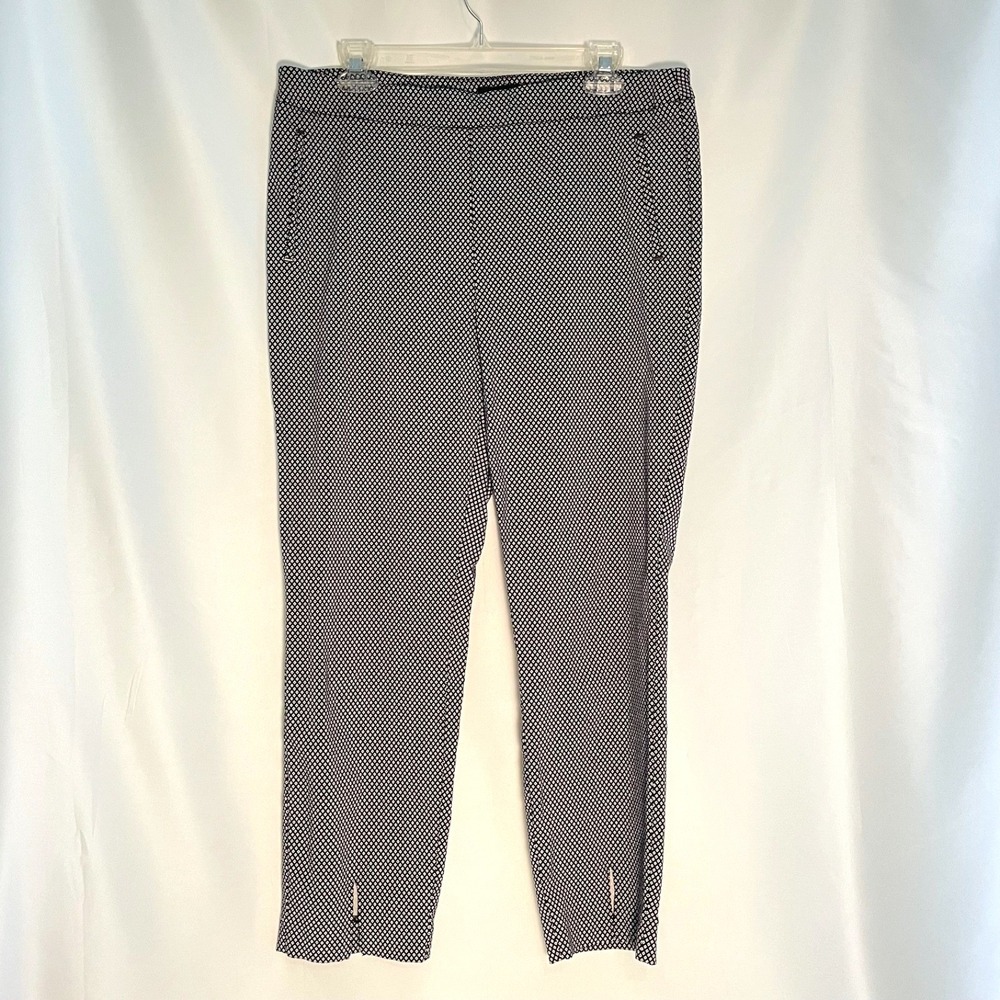 Premise Studio Dress Pants Womens Large Black White Print Cropped PullOn Stretch